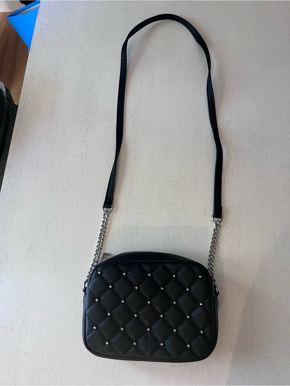 Rebecca Minkoff Black Quilted Crossbody with Silver Studs